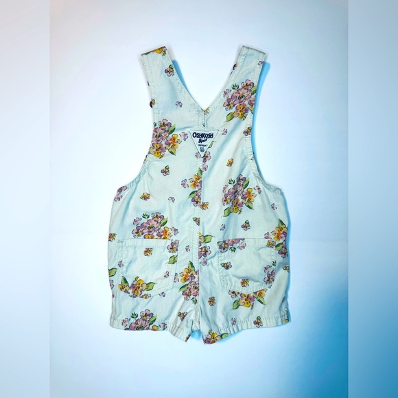 OshKosh Girl Floral Shortalls Size 12M - Picture 3 of 3